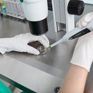 Close Up Of Laboratory Technician Putting Some Substance Into Petri Dish